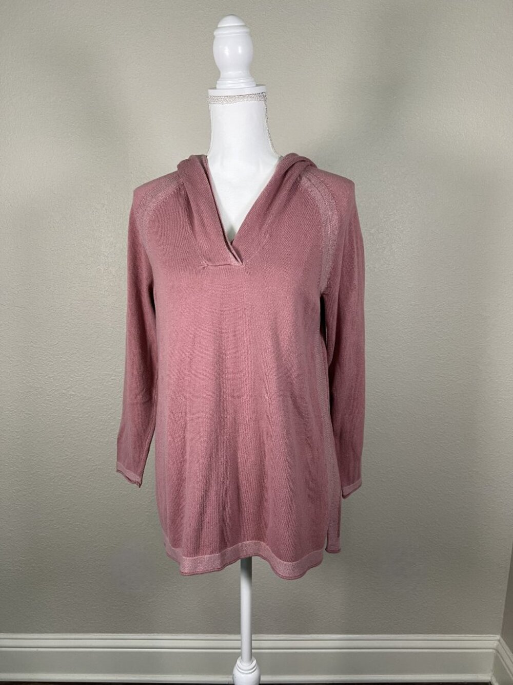 J. Jill Hooded Pullover Sweater Women’s Cotton Blend Dusty Rose Size Small